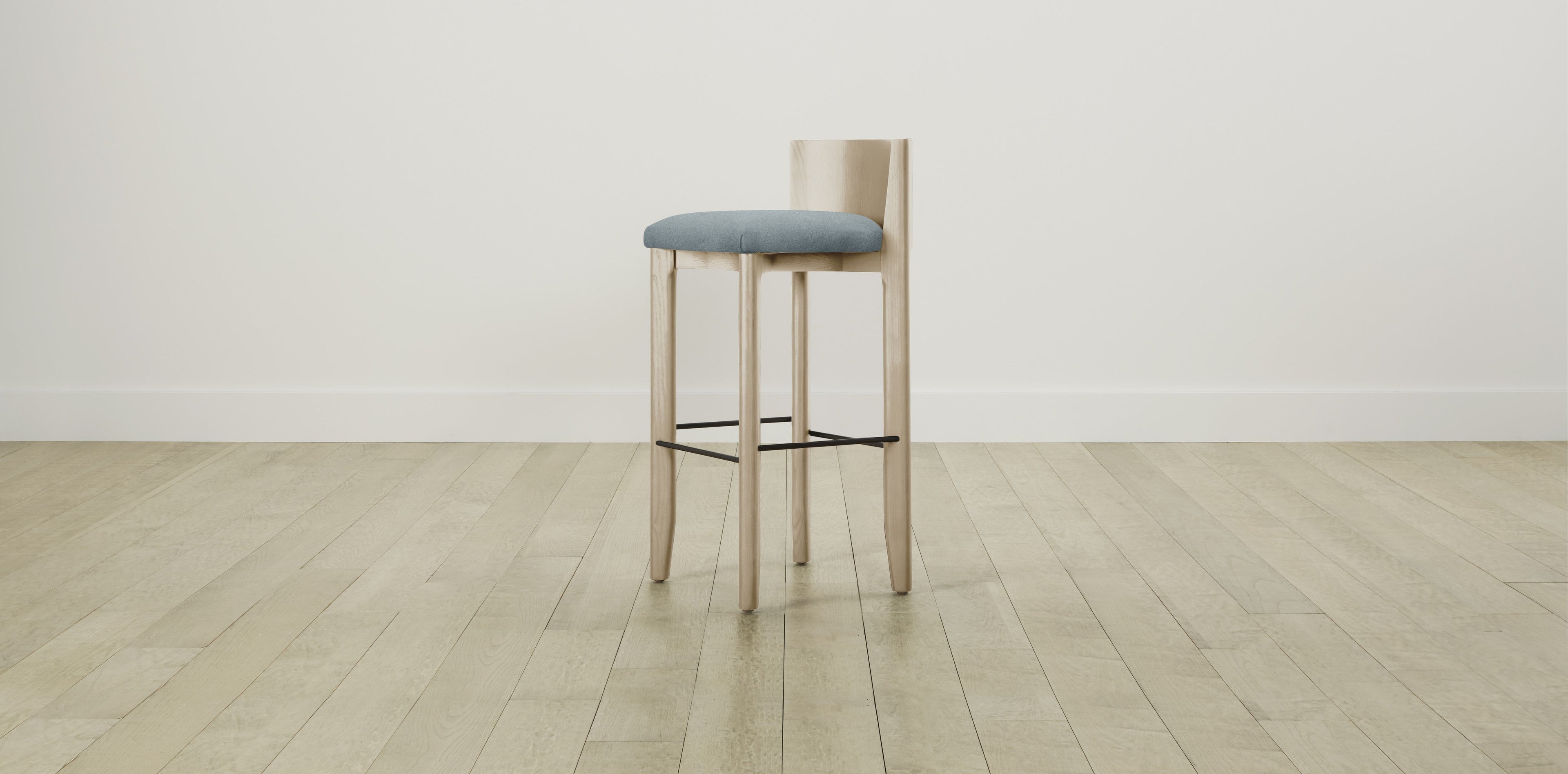 The Delancey with Brushed Nickel - Mohair Slate Blue Bar and Counter Stool