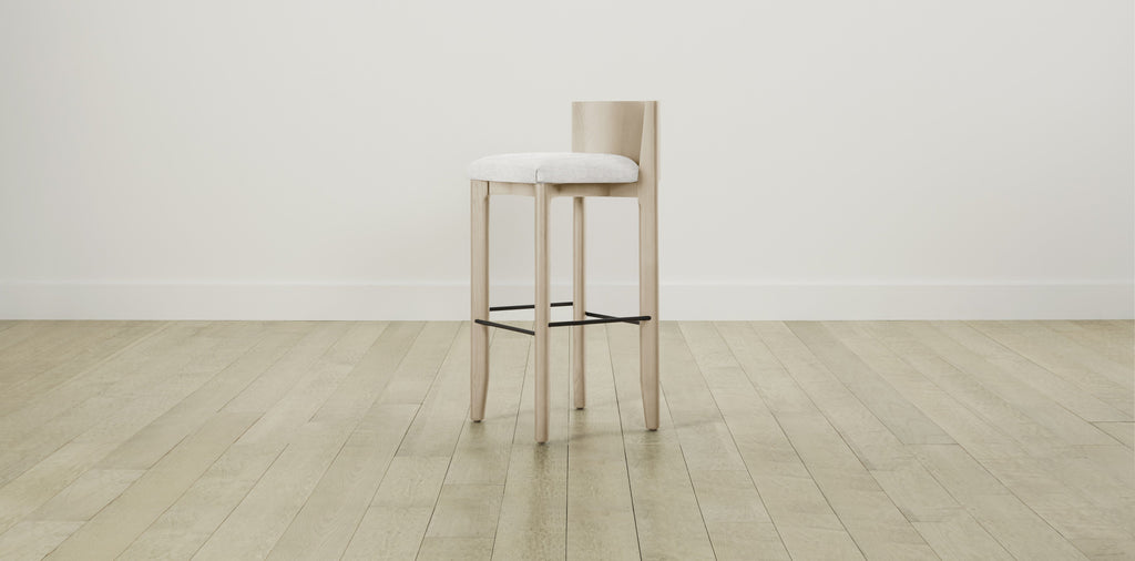 The Delancey with Brushed Nickel - Performance Chenille Alabaster Bar and Counter Stool