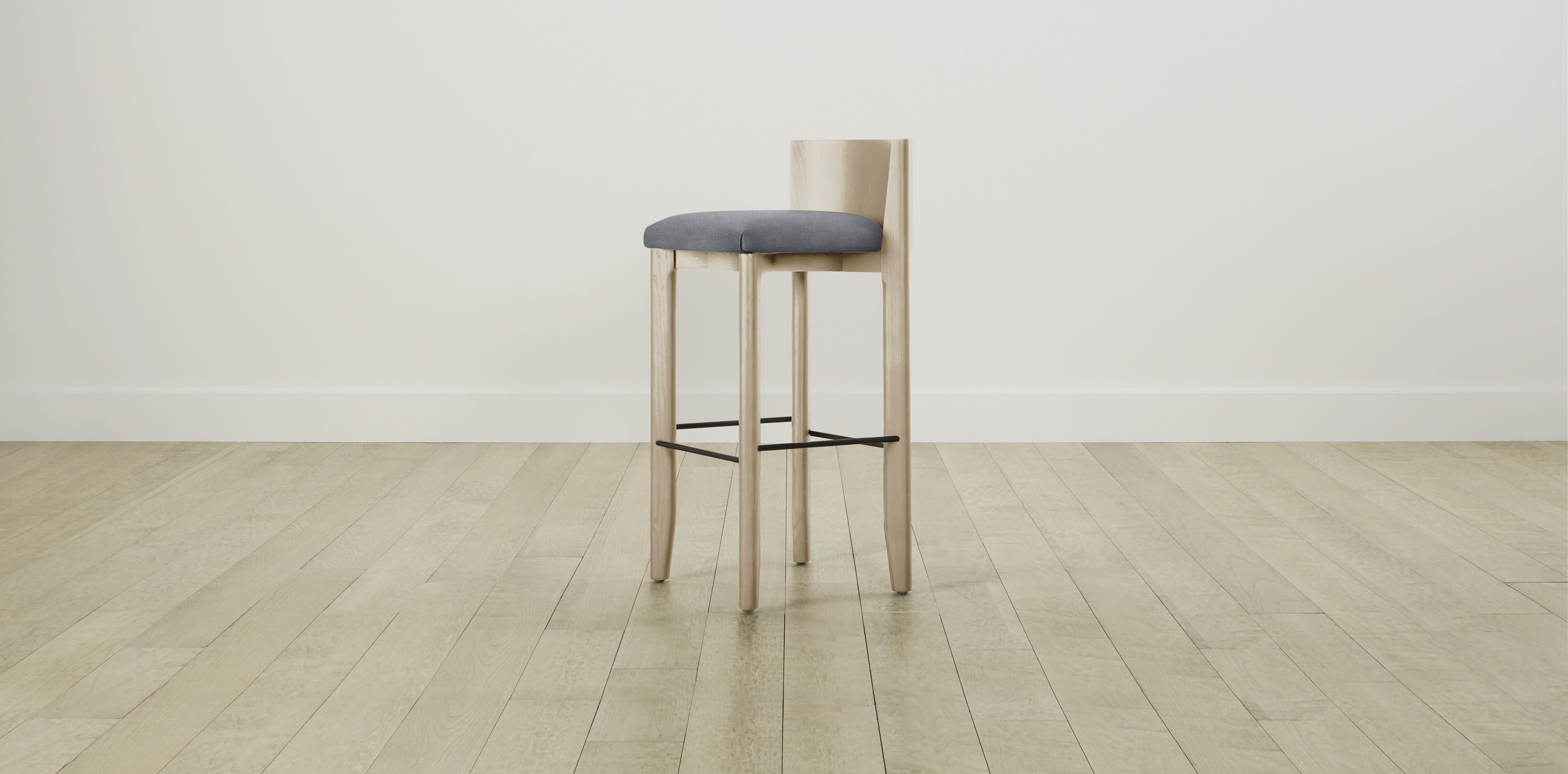 The Delancey with Brushed Brass - Performance Melange Weave Aegean Bar and Counter Stool