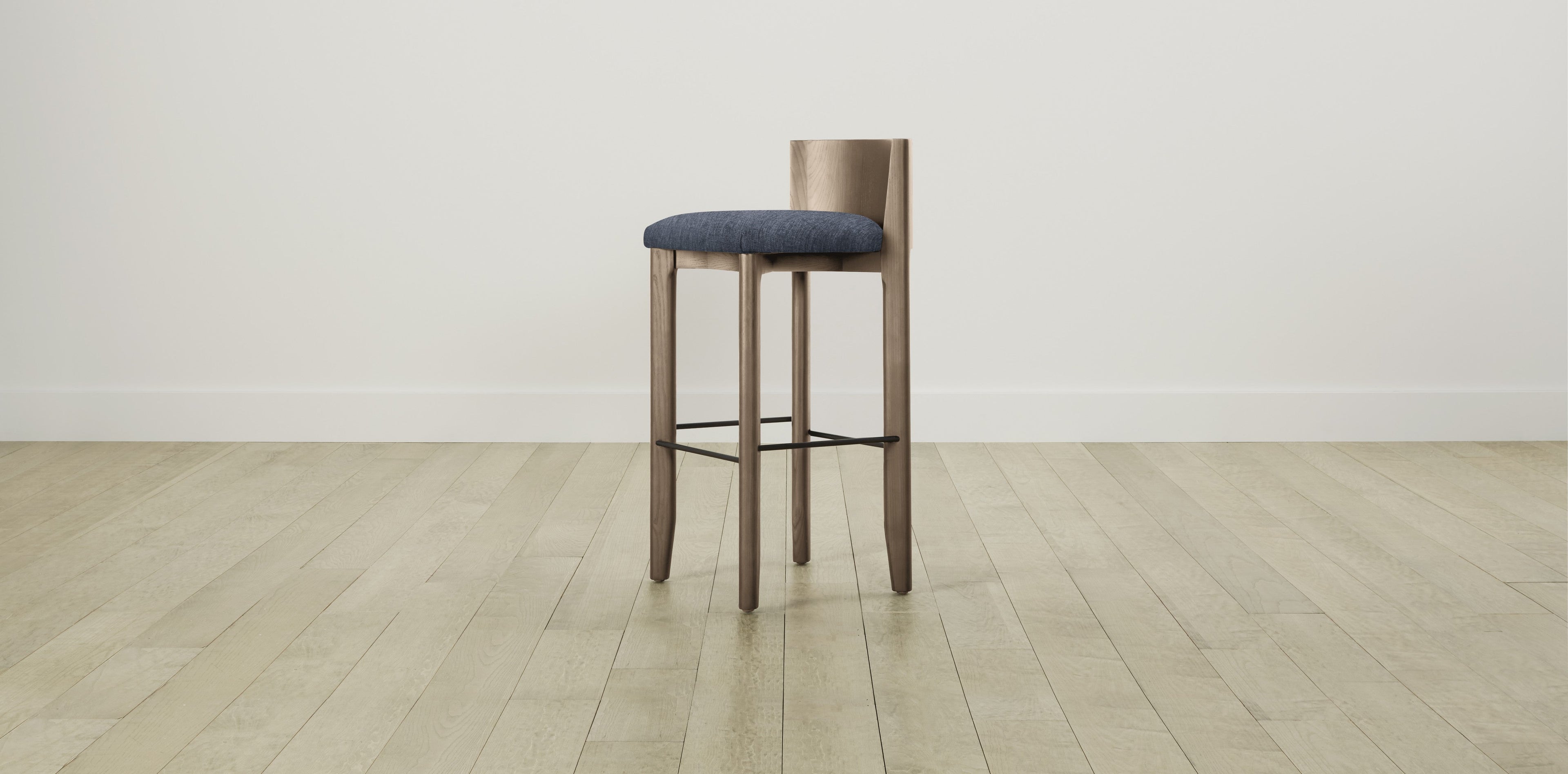 The Delancey with Brushed Brass - Performance Tweed Denim Bar and Counter Stool