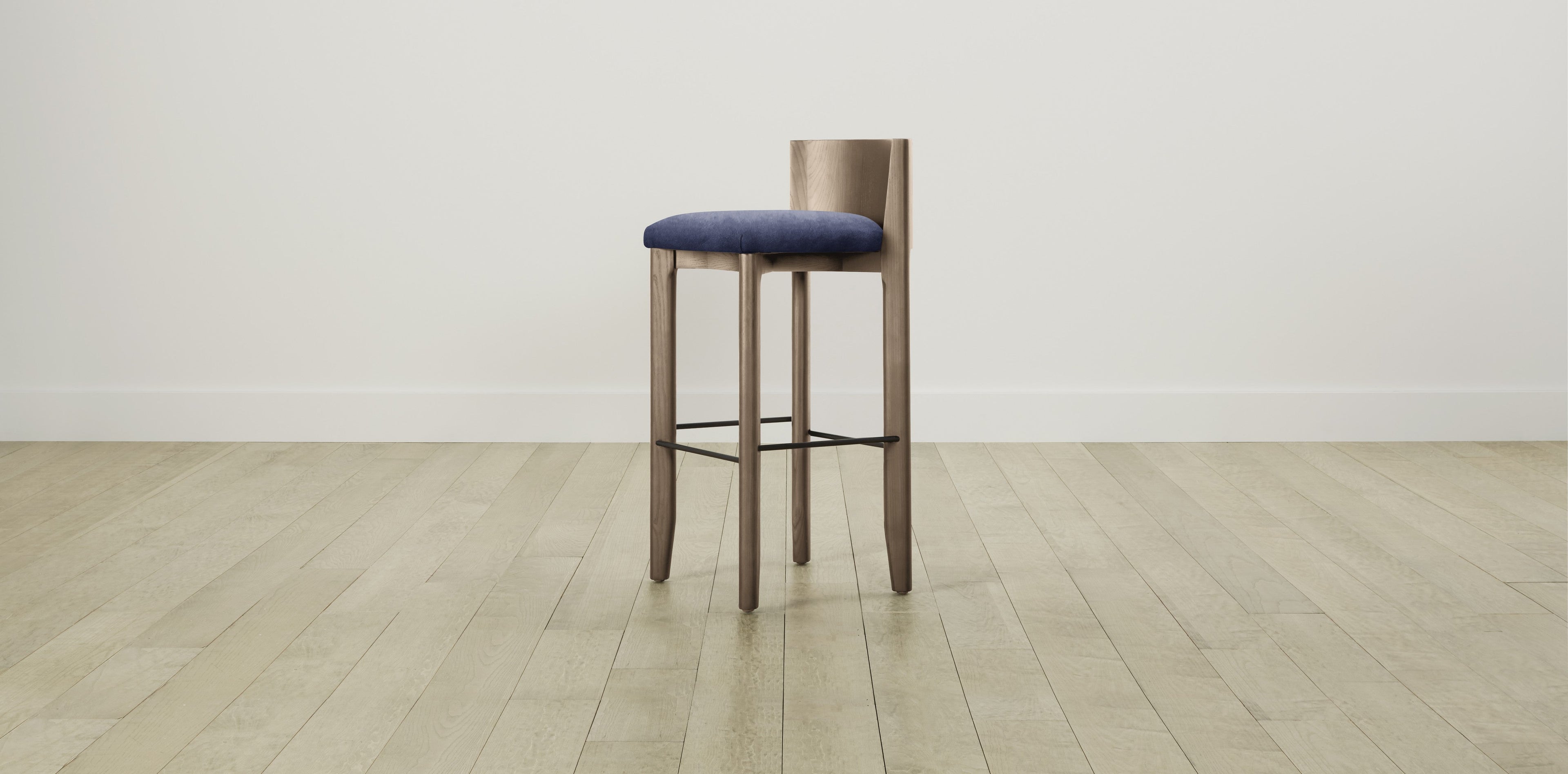 The Delancey with Brushed Brass - Performance Velvet Midnight Bar and Counter Stool