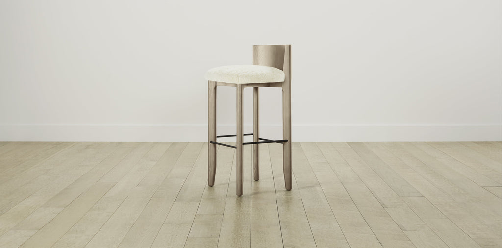 The Delancey with Brushed Nickel - Shearling Ivory Bar and Counter Stool