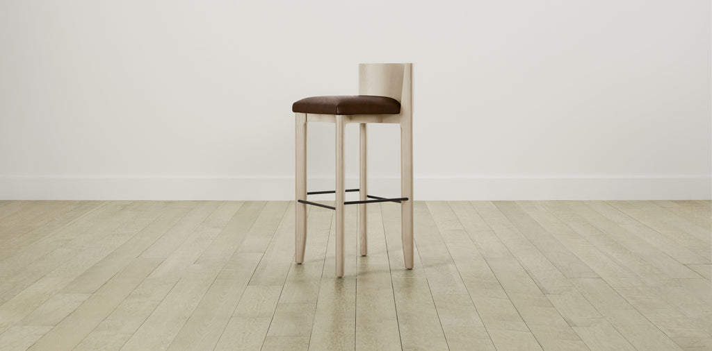 The Delancey with Brushed Brass - Tuscan Leather Bourbon Bar and Counter Stool