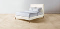 The Essex  - Pebbled Leather Swan Bed - 60" Headboard - Muslin on reverse