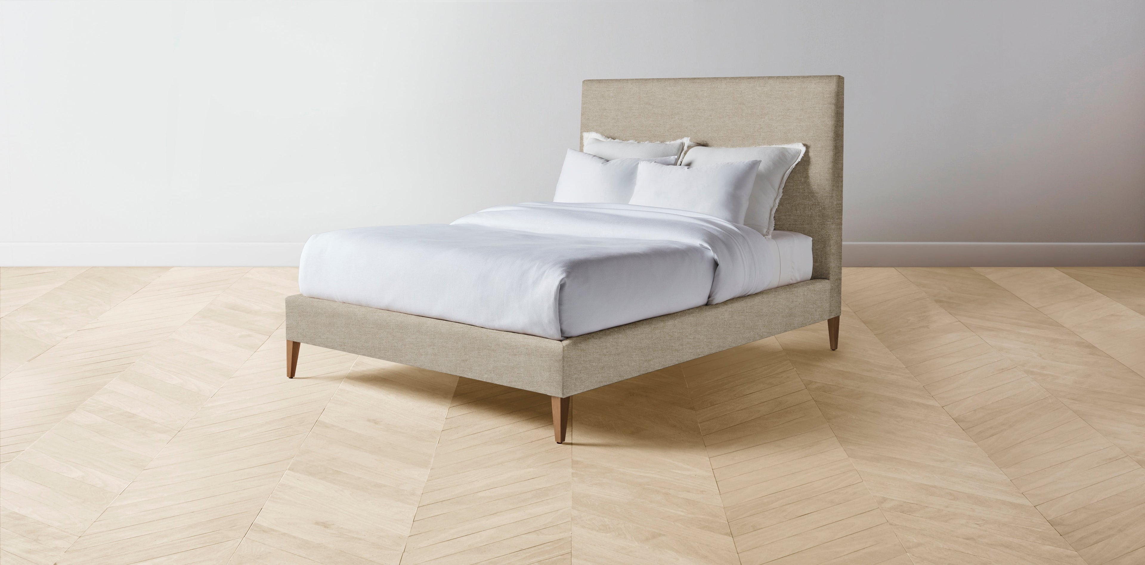 The Essex  - Performance Stonewashed Linen Clamshell Bed - 60" Headboard - Upholstered on reverse