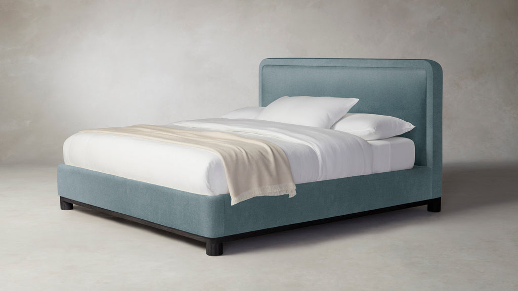 The Kent  - Mohair Slate Blue Bed - 41" Headboard