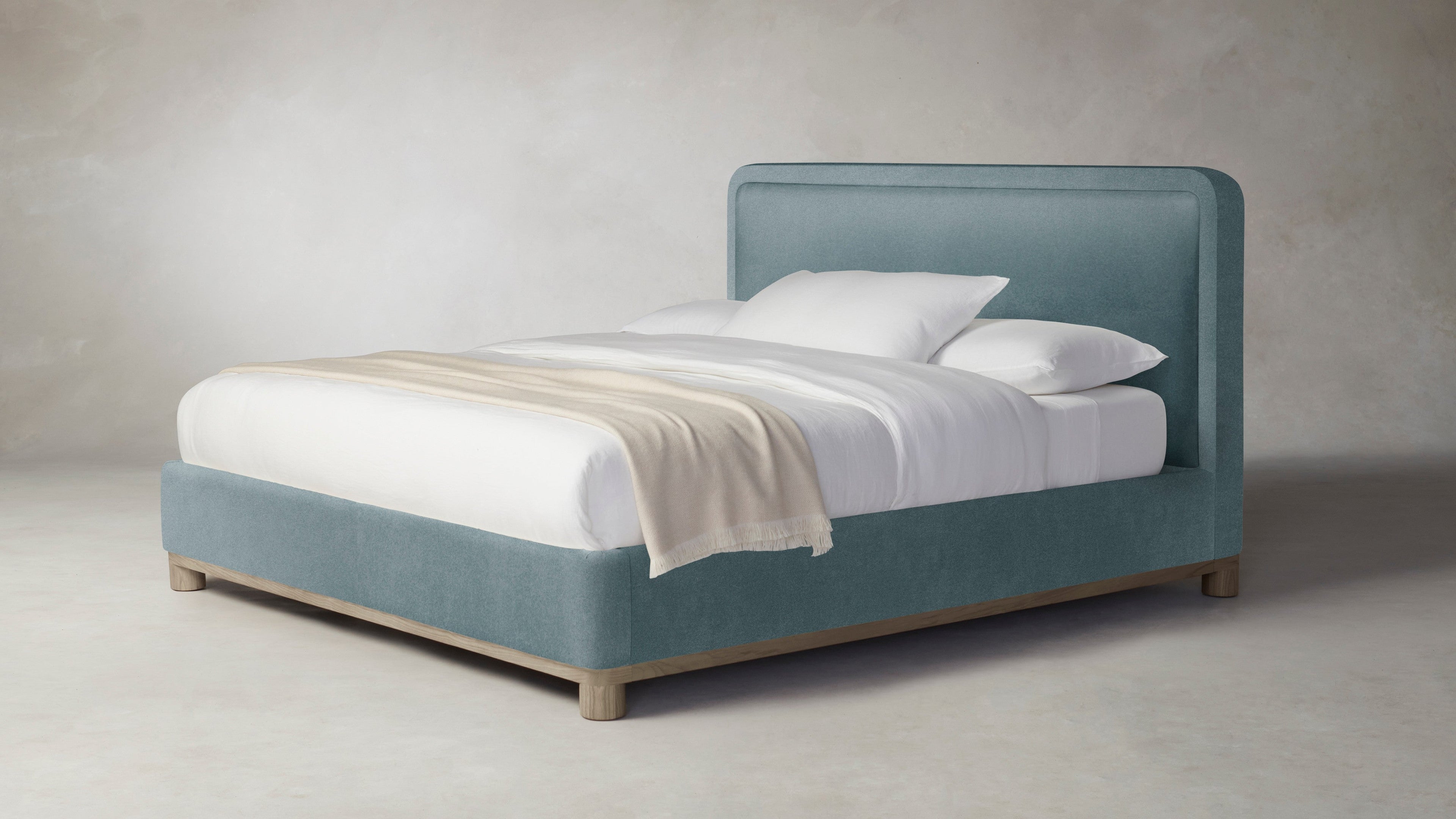 The Kent  - Mohair Slate Blue Bed - 41" Headboard