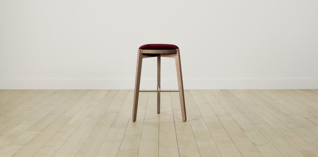 The Stanton with Brushed Nickel - Mohair Crimson Bar and Counter Stool
