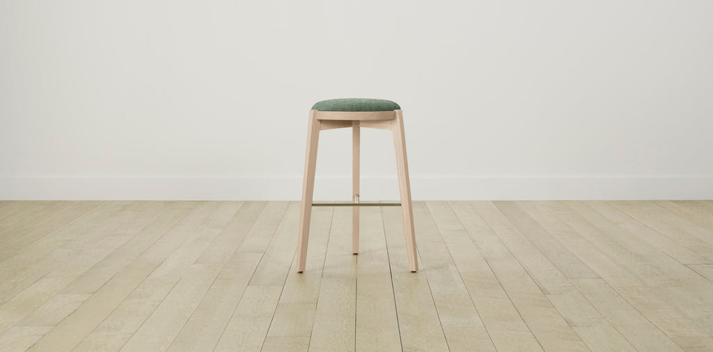 The Stanton with Brushed Nickel - Performance Stonewashed Linen Aspen Bar and Counter Stool