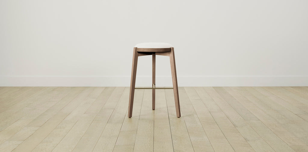 The Stanton with Brushed Nickel - Performance Textured Linen Pearl Bar and Counter Stool