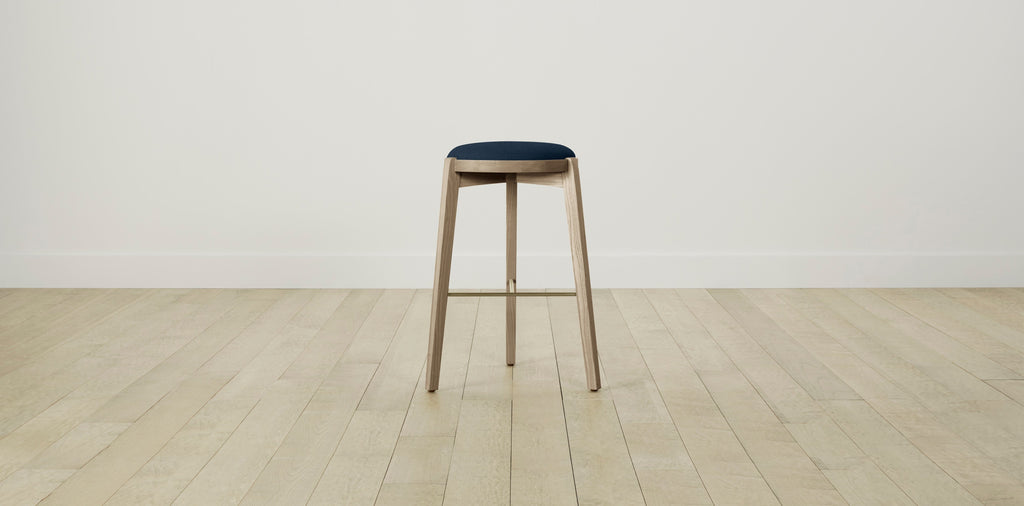 The Stanton with Brushed Nickel - Performance Textured Linen Seaside Bar and Counter Stool