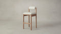 The Thayer  - Pebbled Leather Swan Seat Italian Bouclé White Bolster Bar and Counter Stool