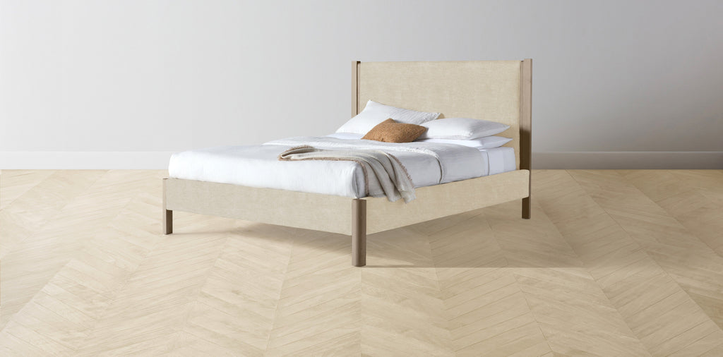 The Thompson  - Performance Melange Weave Shell Bed - 48" Headboard - Upholstered on reverse