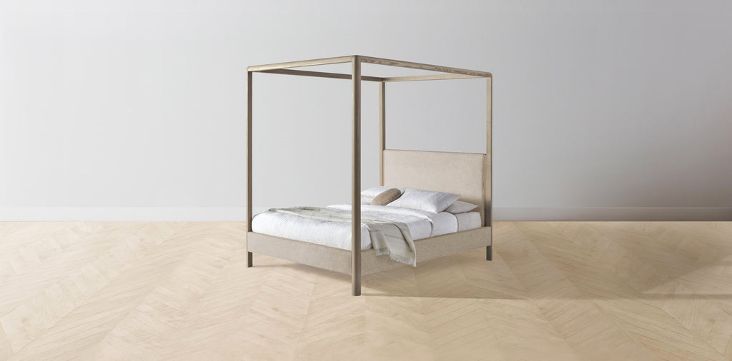The Thompson  - Merino Wheat Canopy Bed - 48" Headboard - Upholstered on reverse