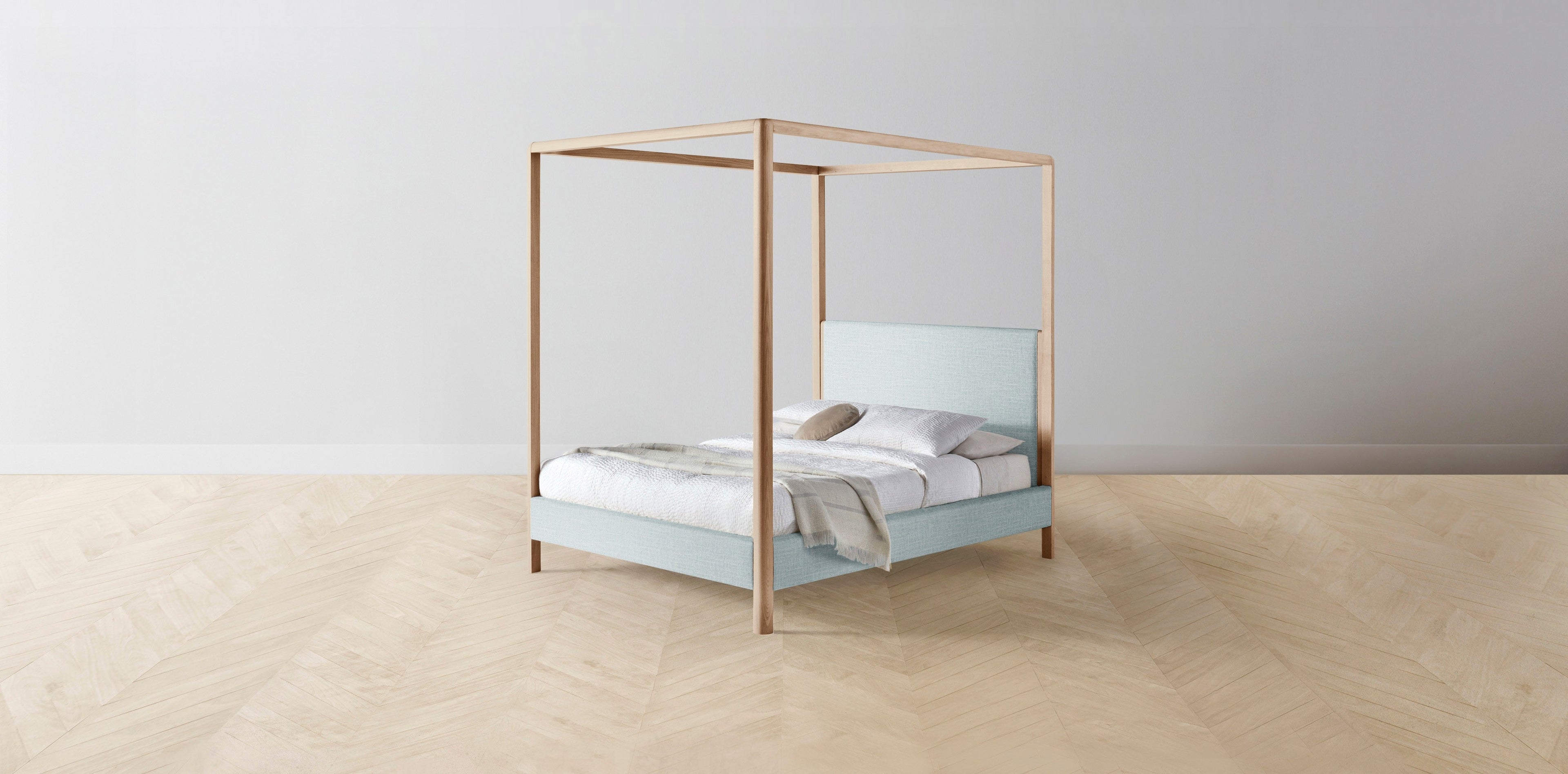 The Thompson  - Performance Woven Chenille Rain Canopy Bed - 48" Headboard - Muslin on reverse
